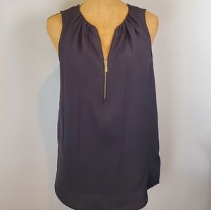 Michael Kors Sleeveless Black Blouse, Gold Zipper, Size XS